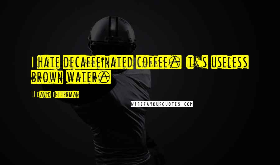 David Letterman Quotes: I hate decaffeinated coffee. It's useless brown water.