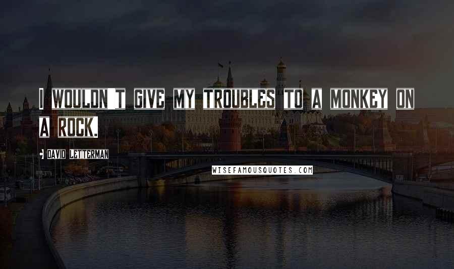 David Letterman Quotes: I wouldn't give my troubles to a monkey on a rock.