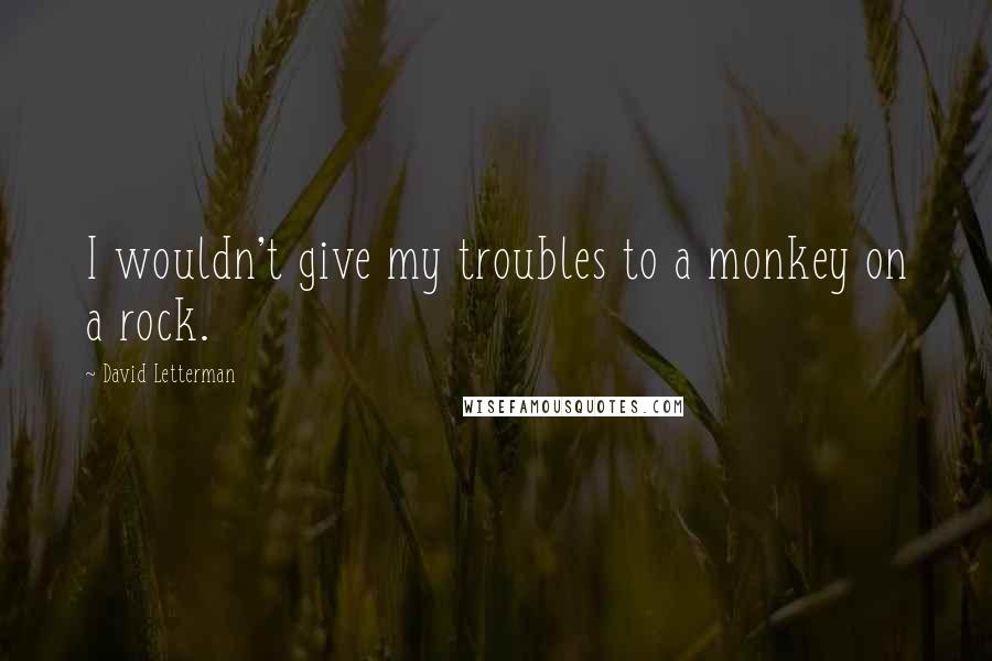 David Letterman Quotes: I wouldn't give my troubles to a monkey on a rock.