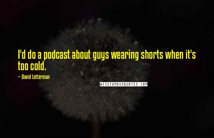 David Letterman Quotes: I'd do a podcast about guys wearing shorts when it's too cold.