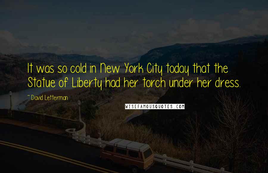 David Letterman Quotes: It was so cold in New York City today that the Statue of Liberty had her torch under her dress.