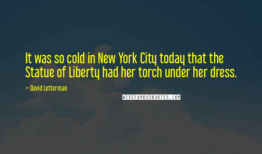 David Letterman Quotes: It was so cold in New York City today that the Statue of Liberty had her torch under her dress.