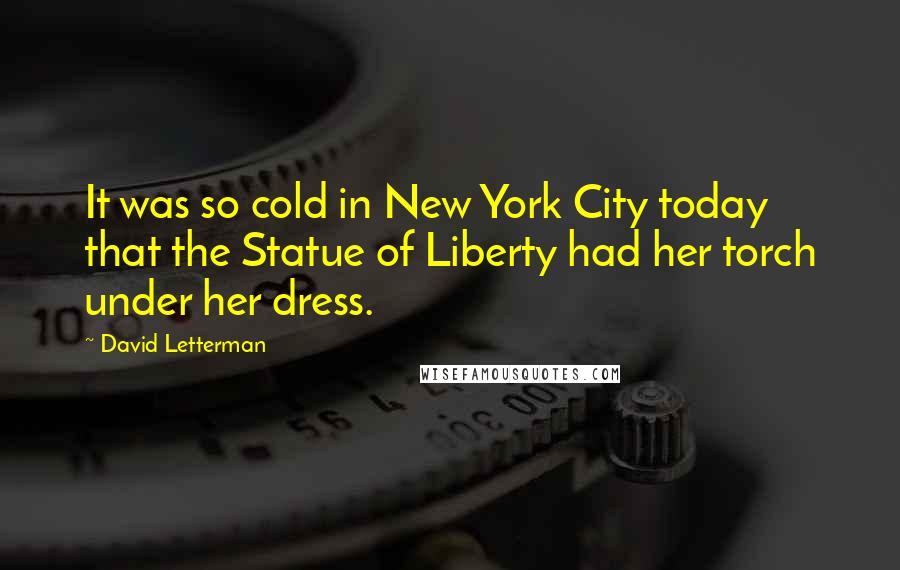 David Letterman Quotes: It was so cold in New York City today that the Statue of Liberty had her torch under her dress.
