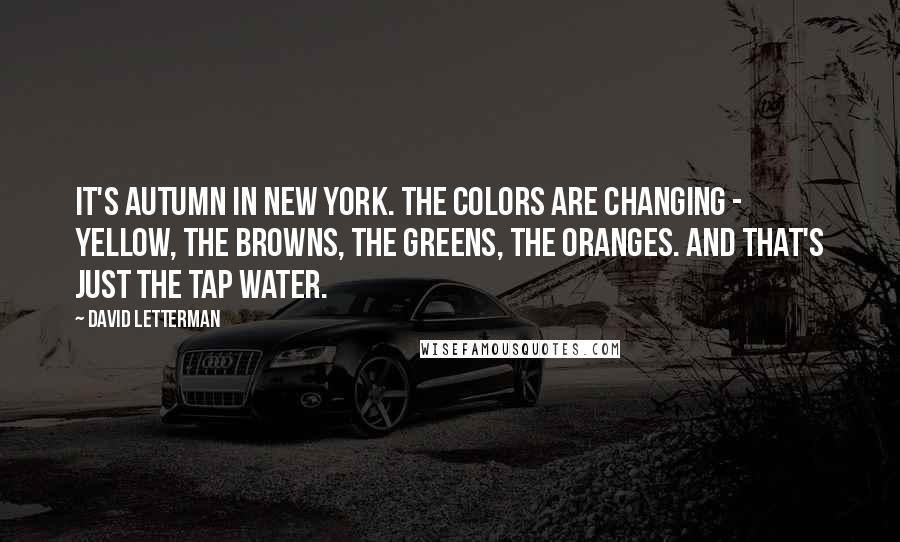 David Letterman Quotes: It's autumn in New York. The colors are changing - yellow, the browns, the greens, the oranges. And that's just the tap water.