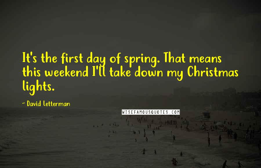 David Letterman Quotes: It's the first day of spring. That means this weekend I'll take down my Christmas lights.