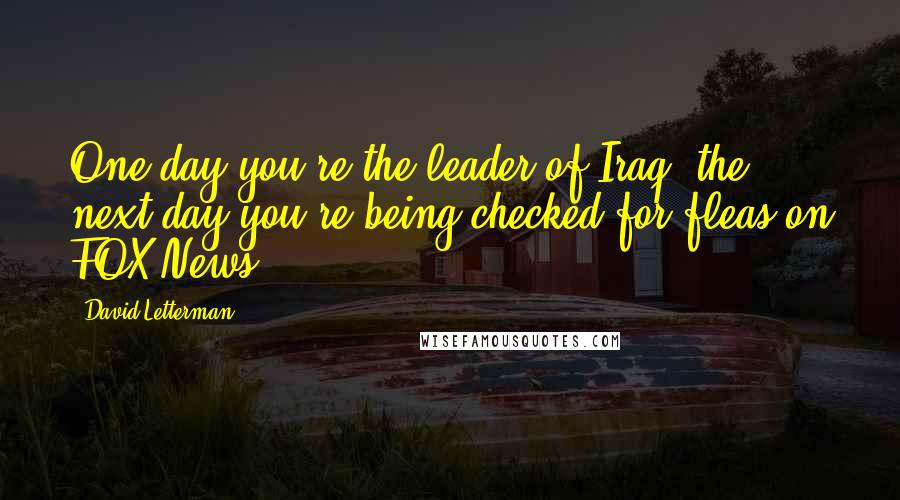 David Letterman Quotes: One day you're the leader of Iraq, the next day you're being checked for fleas on FOX News.