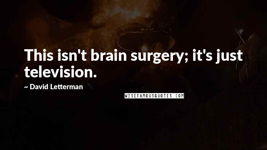 David Letterman Quotes: This isn't brain surgery; it's just television.