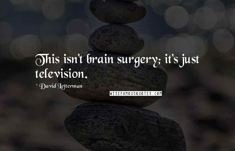 David Letterman Quotes: This isn't brain surgery; it's just television.