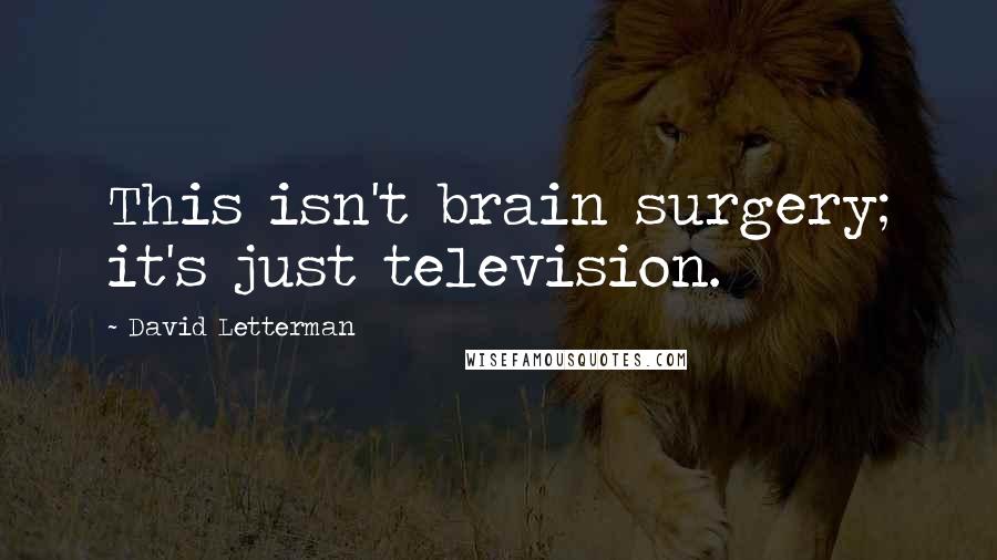 David Letterman Quotes: This isn't brain surgery; it's just television.