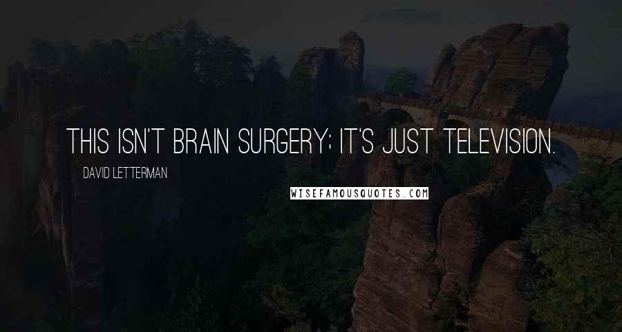 David Letterman Quotes: This isn't brain surgery; it's just television.