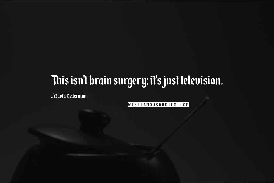 David Letterman Quotes: This isn't brain surgery; it's just television.