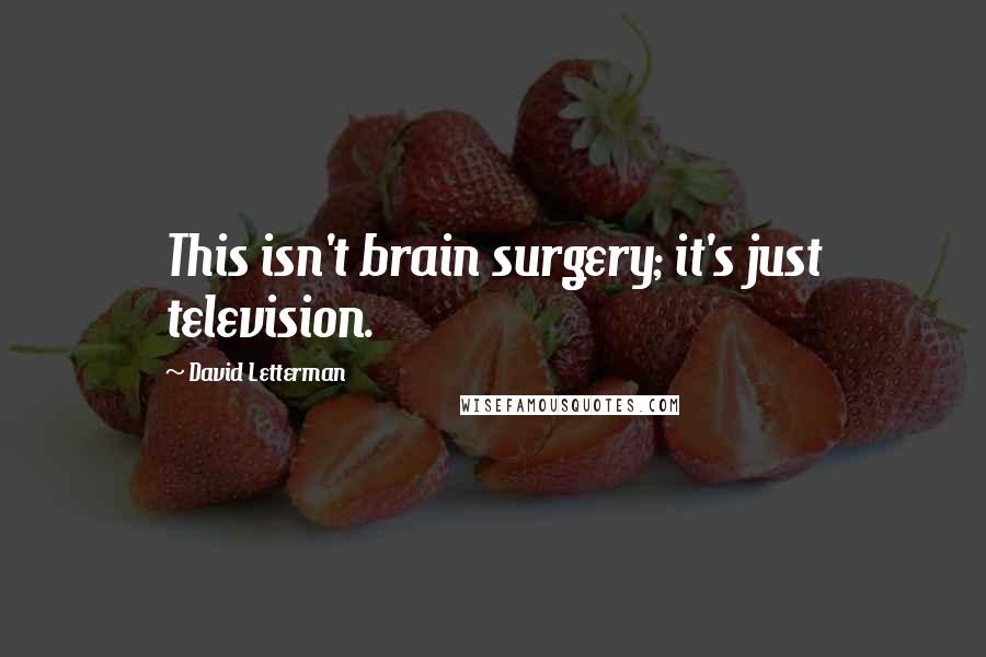 David Letterman Quotes: This isn't brain surgery; it's just television.