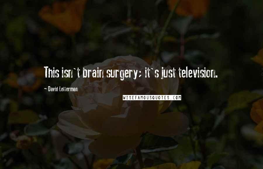 David Letterman Quotes: This isn't brain surgery; it's just television.