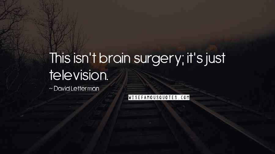 David Letterman Quotes: This isn't brain surgery; it's just television.