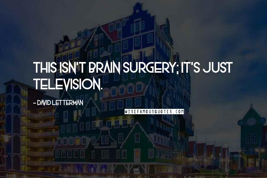 David Letterman Quotes: This isn't brain surgery; it's just television.