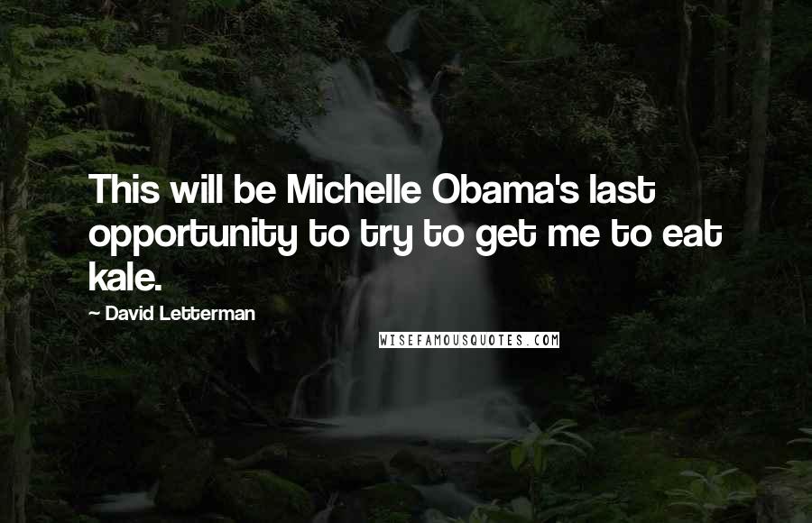 David Letterman Quotes: This will be Michelle Obama's last opportunity to try to get me to eat kale.