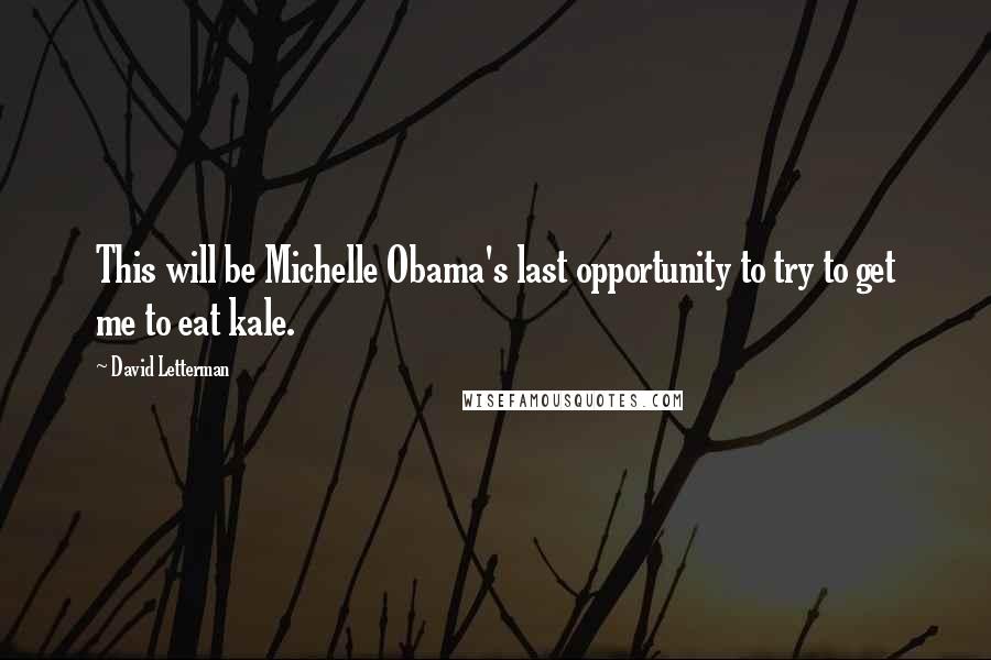 David Letterman Quotes: This will be Michelle Obama's last opportunity to try to get me to eat kale.