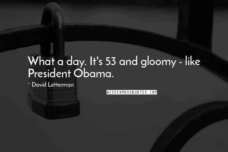 David Letterman Quotes: What a day. It's 53 and gloomy - like President Obama.