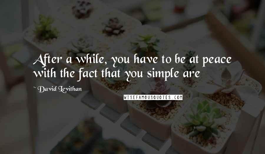 David Levithan Quotes: After a while, you have to be at peace with the fact that you simple are