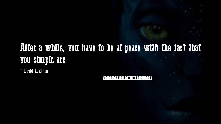 David Levithan Quotes: After a while, you have to be at peace with the fact that you simple are