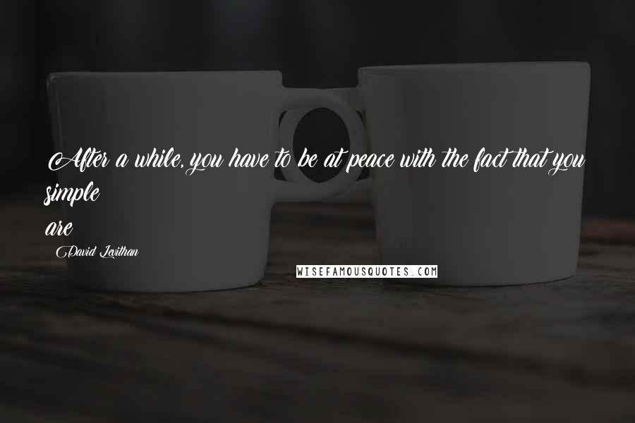 David Levithan Quotes: After a while, you have to be at peace with the fact that you simple are