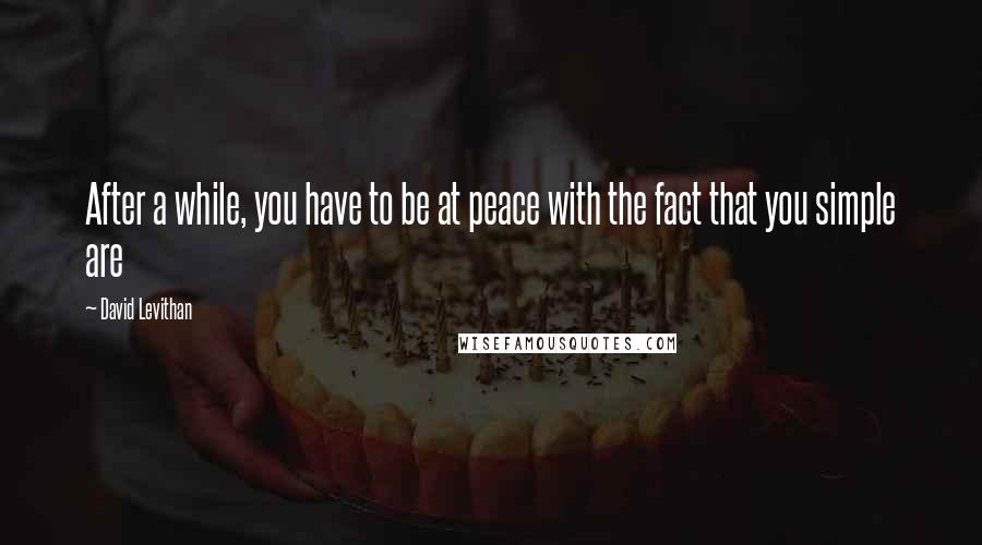 David Levithan Quotes: After a while, you have to be at peace with the fact that you simple are