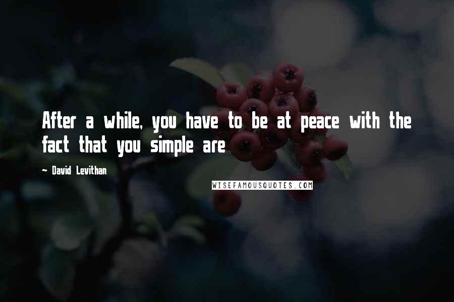 David Levithan Quotes: After a while, you have to be at peace with the fact that you simple are