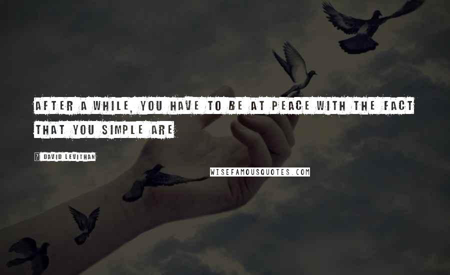 David Levithan Quotes: After a while, you have to be at peace with the fact that you simple are