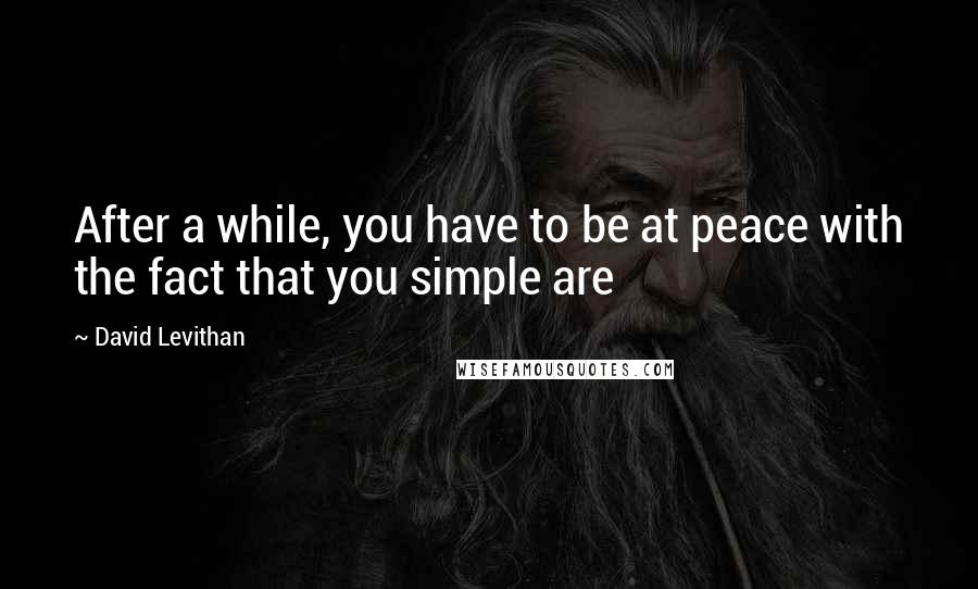 David Levithan Quotes: After a while, you have to be at peace with the fact that you simple are