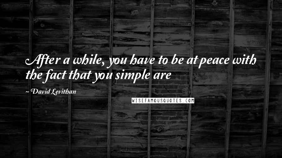 David Levithan Quotes: After a while, you have to be at peace with the fact that you simple are