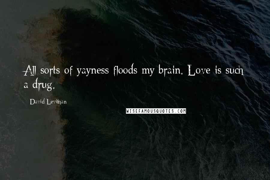 David Levithan Quotes: All sorts of yayness floods my brain. Love is such a drug.