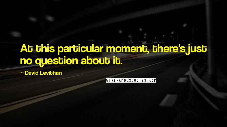 David Levithan Quotes: At this particular moment, there's just no question about it.