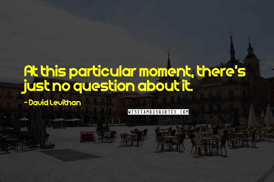 David Levithan Quotes: At this particular moment, there's just no question about it.