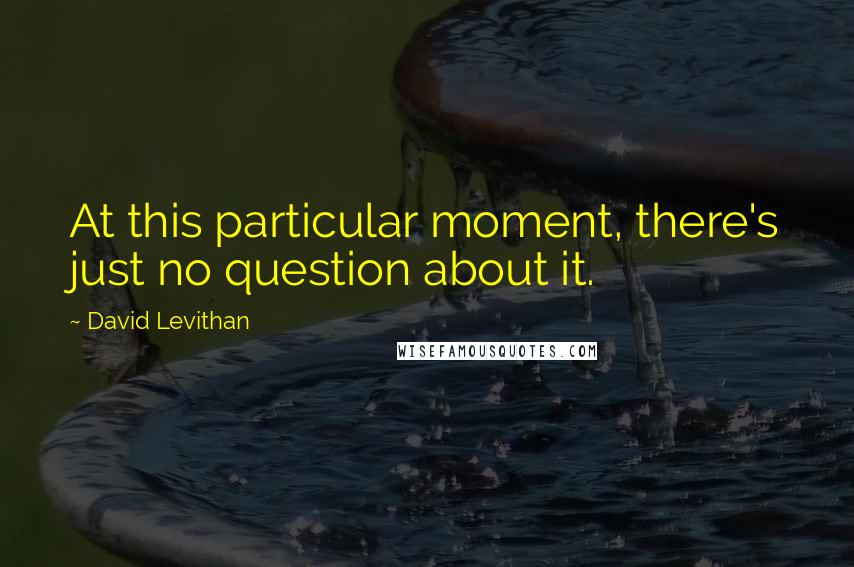 David Levithan Quotes: At this particular moment, there's just no question about it.