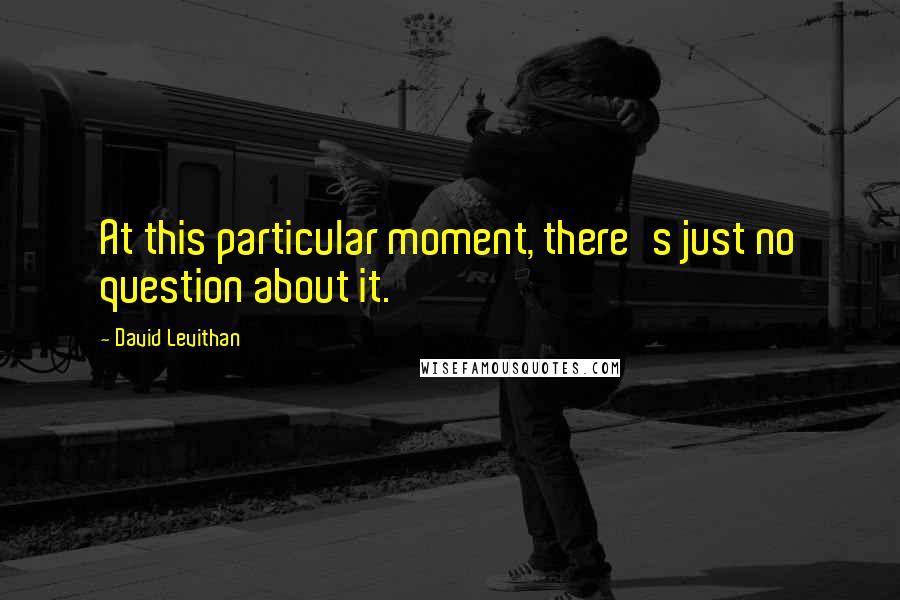 David Levithan Quotes: At this particular moment, there's just no question about it.