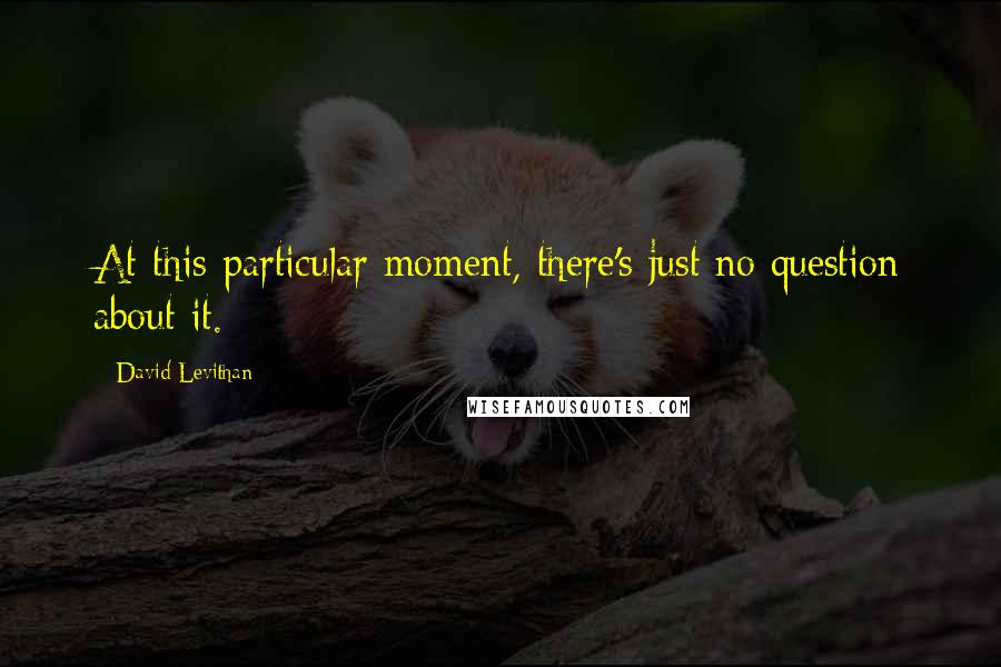 David Levithan Quotes: At this particular moment, there's just no question about it.