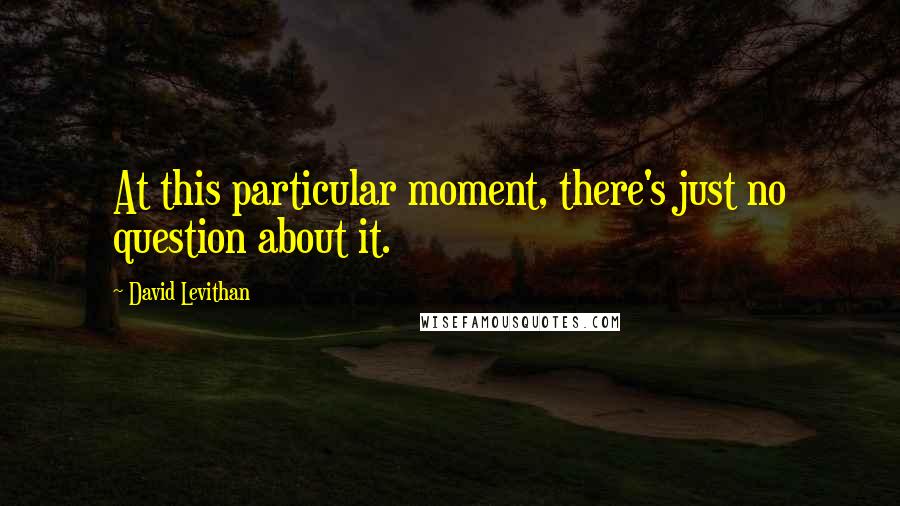 David Levithan Quotes: At this particular moment, there's just no question about it.