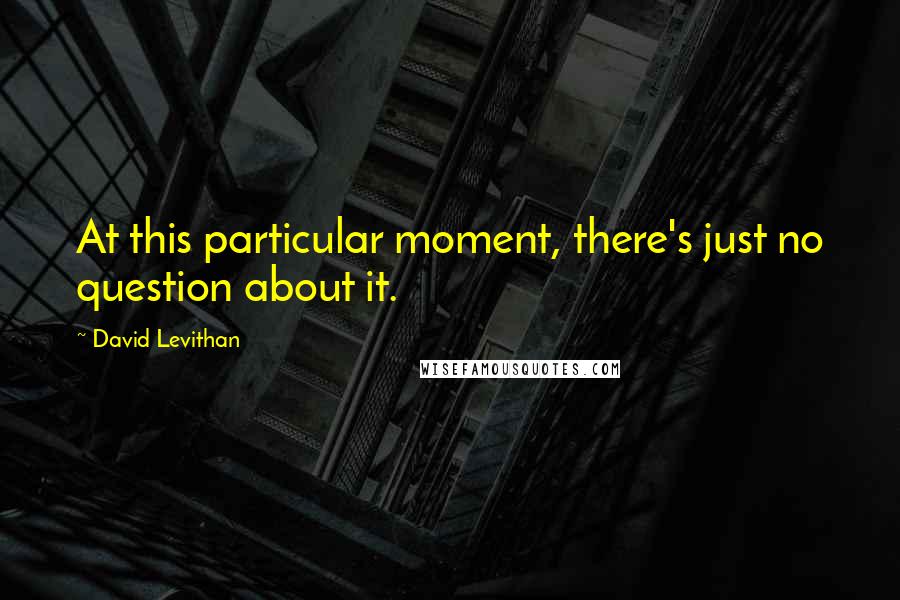 David Levithan Quotes: At this particular moment, there's just no question about it.
