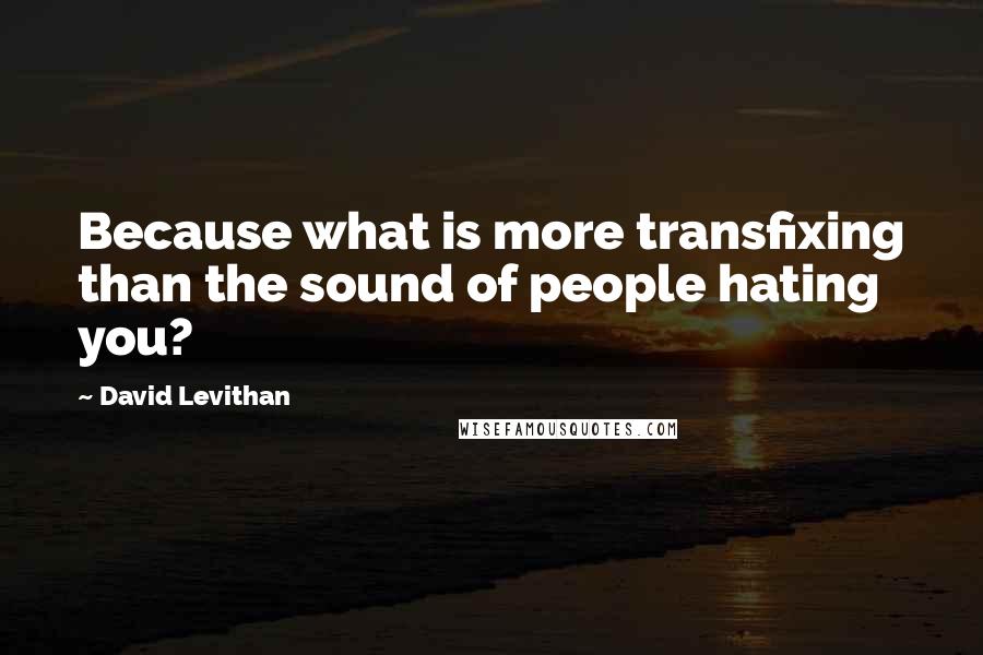 David Levithan Quotes: Because what is more transfixing than the sound of people hating you?
