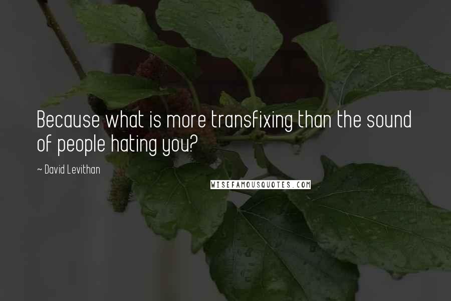 David Levithan Quotes: Because what is more transfixing than the sound of people hating you?