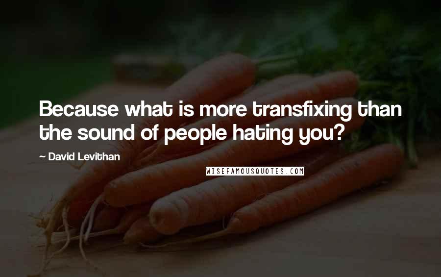 David Levithan Quotes: Because what is more transfixing than the sound of people hating you?