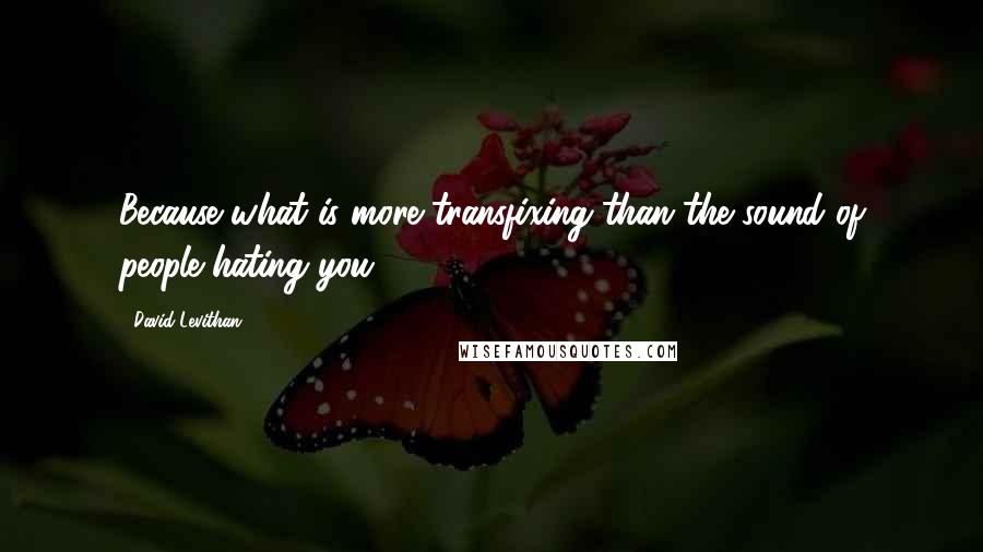 David Levithan Quotes: Because what is more transfixing than the sound of people hating you?