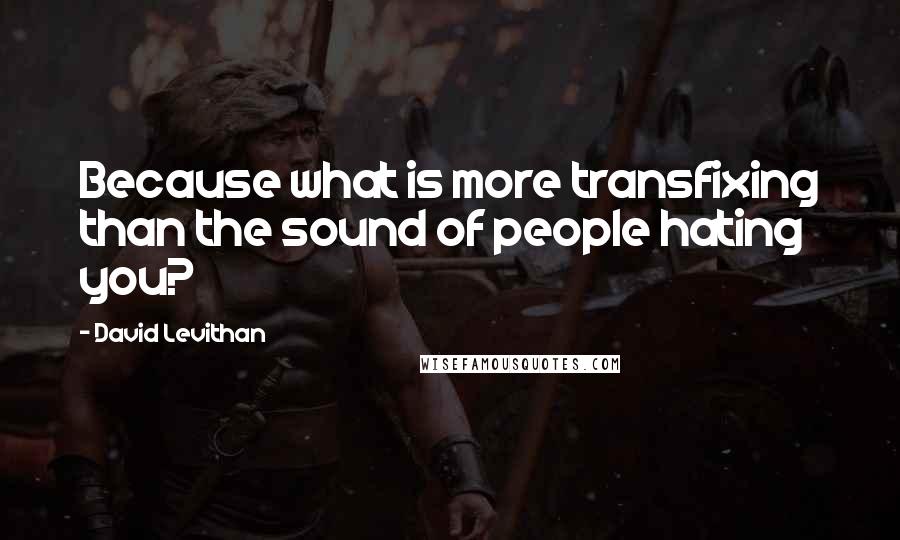 David Levithan Quotes: Because what is more transfixing than the sound of people hating you?