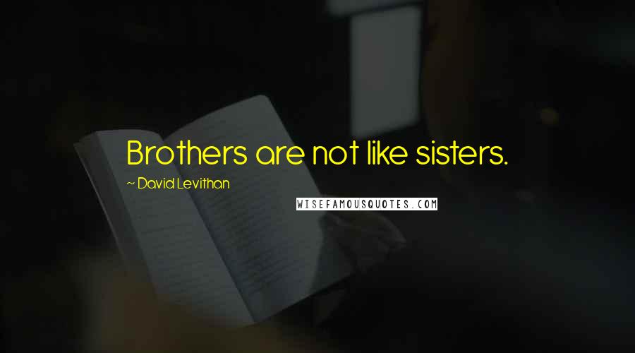 David Levithan Quotes: Brothers are not like sisters.