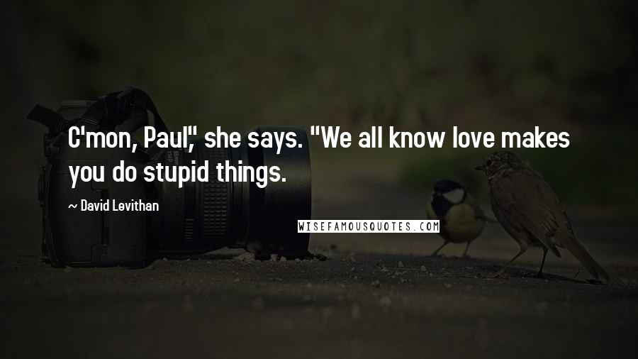 David Levithan Quotes: C'mon, Paul," she says. "We all know love makes you do stupid things.