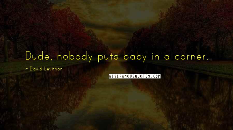 David Levithan Quotes: Dude, nobody puts baby in a corner.