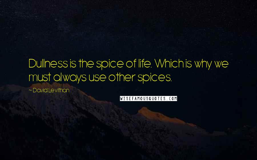 David Levithan Quotes: Dullness is the spice of life. Which is why we must always use other spices.