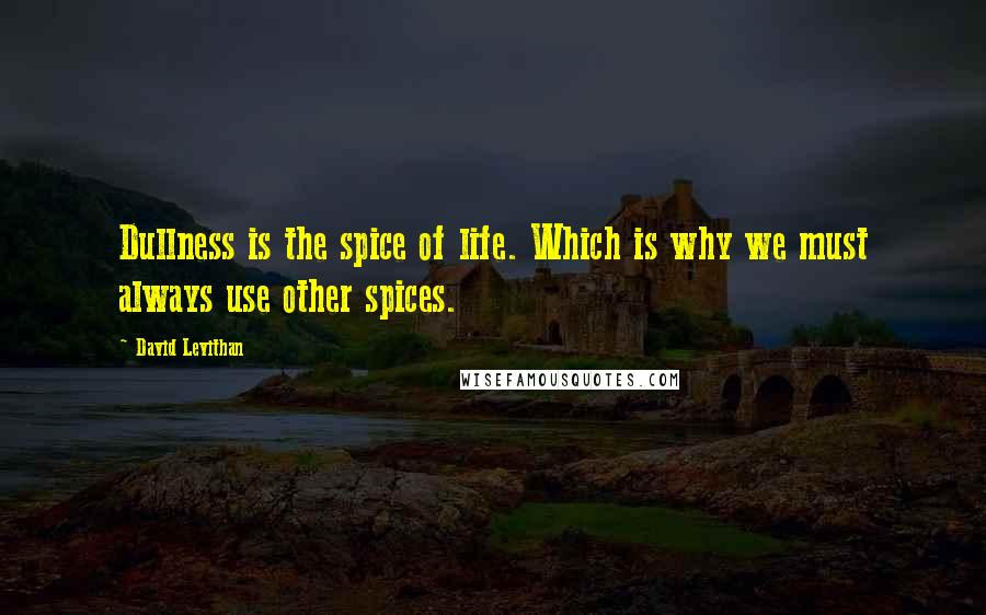 David Levithan Quotes: Dullness is the spice of life. Which is why we must always use other spices.