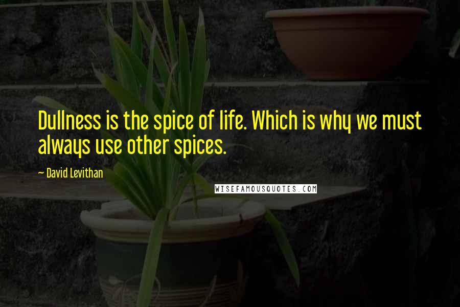 David Levithan Quotes: Dullness is the spice of life. Which is why we must always use other spices.