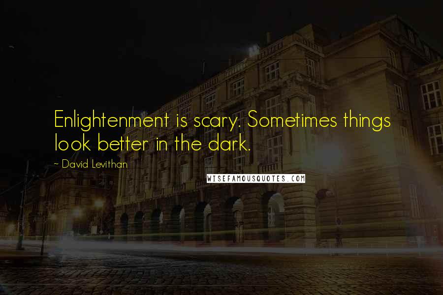 David Levithan Quotes: Enlightenment is scary. Sometimes things look better in the dark.